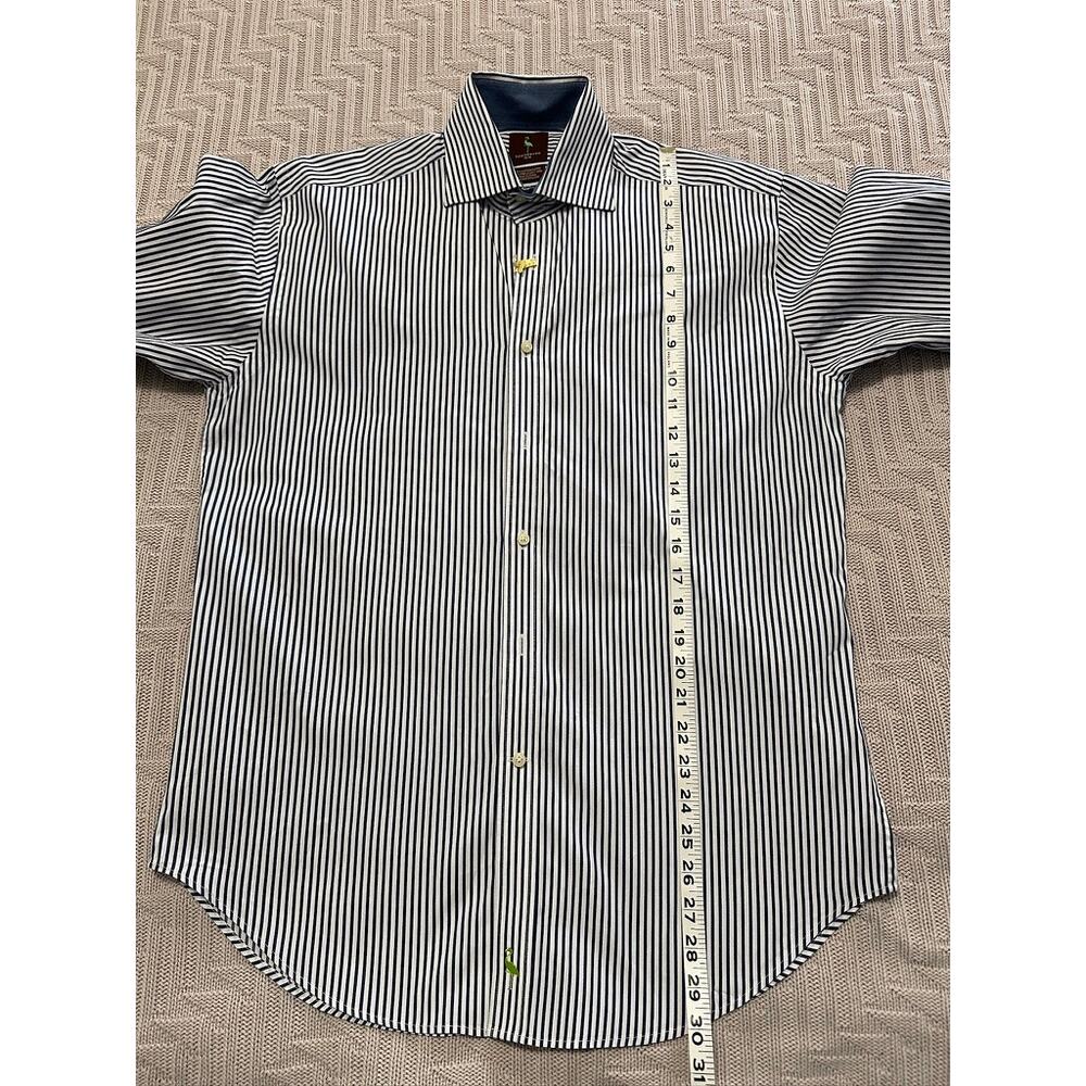 Tailor Byrd Navy Striped Button Down Size M - image 7